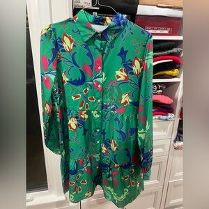 Boutique Floral Green Button-Up Dress size Lrg